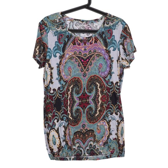 Daisy Fuentes Paisley Shirt XL Womens Short Sleeve Multicolor My Favorite T - Picture 1 of 6